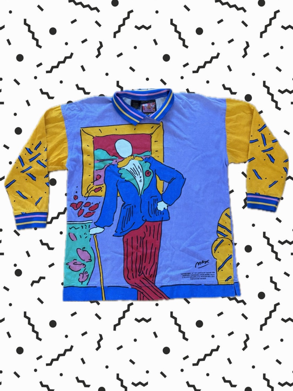 Vintage neomax by peter max art to wear long sleeve rugby polo (1987)